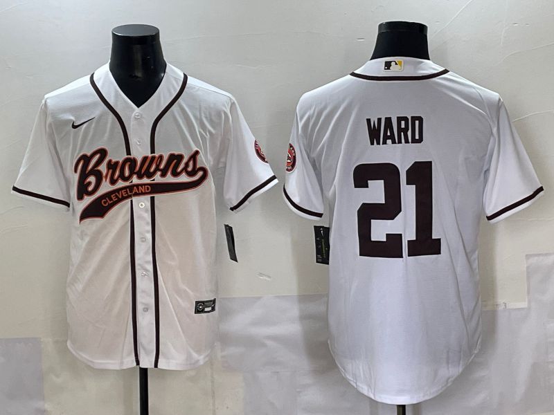 Men 2025 Cleveland Browns #21 Ward White Joint Name Nike Limited NFL Jersey style 1->cleveland browns->NFL Jersey